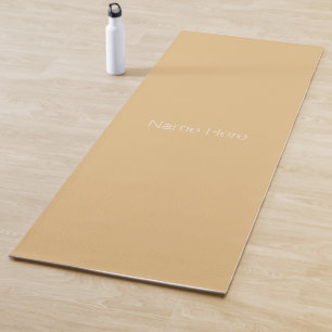 Minimalist camel khaki custom name monogram yoga mat