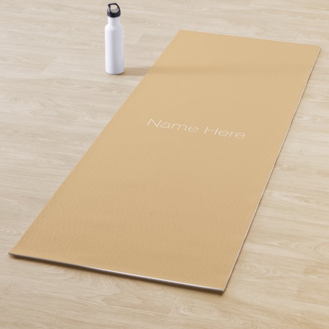 Minimalist camel khaki custom name monogram yoga mat (In Situ)