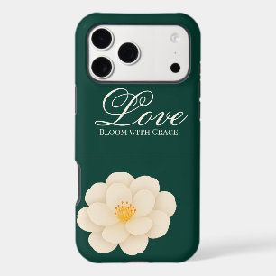Minimalist Camellia Flower Botanical Dark Green iPhone 17 Pro Max Case