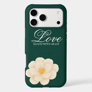 Minimalist Camellia Flower Botanical Dark Green iPhone 17 Pro Max Case