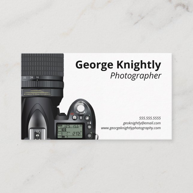 Minimalist Camera  Photographer Business Card (Front)