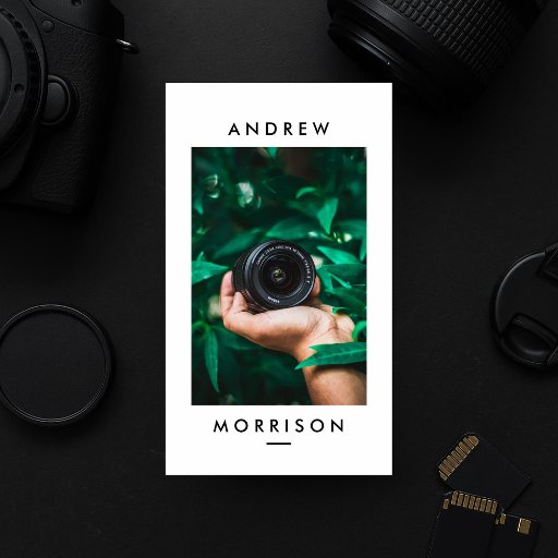 Customizable Minimalist Camera Photographer Business Card