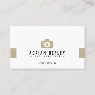 Minimalist Camera Photographer Tan Two Side Business Card