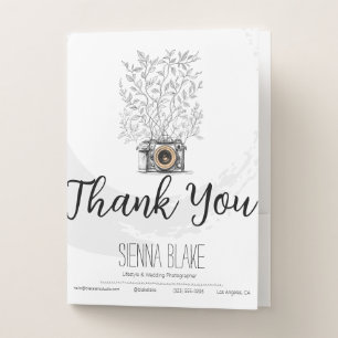 Minimalist Camera Photographer Thank You Delivery Pocket Folder