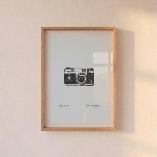 minimalist camera print foam board