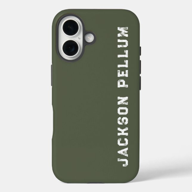 Minimalist Camo Green Monogram Name Case-Mate iPhone Case (Back)