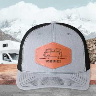 Minimalist Camper Van Life Adventure Leather Patch Hat