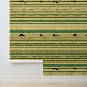 Minimalist Camping Scene: Retro Van and Abstract Wallpaper