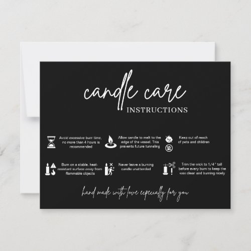 Minimalist Candle Care Card Warning Instructions