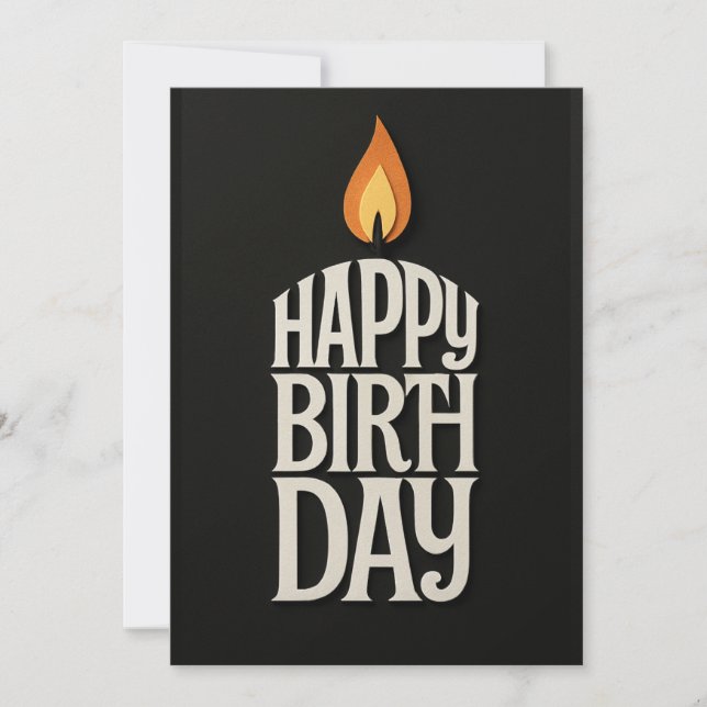 Minimalist Candle Flame Birthday Card (Front)