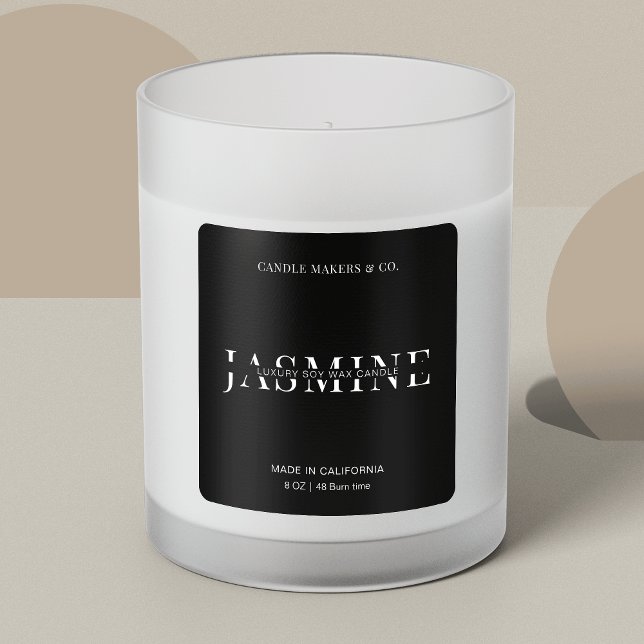 Minimalist Candle Square Label Personalized Black (Creator Uploaded)