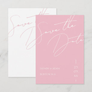 Minimalist Candy Pink Script Typography Wedding Save The Date