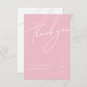 Minimalist Candy Pink Script Typography Wedding Thank You Card