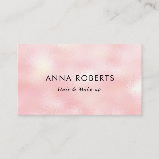 Minimalist candy pink shimmer business card (Front)