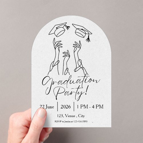 Minimalist Cap Graduation Party Acrylic Invitations