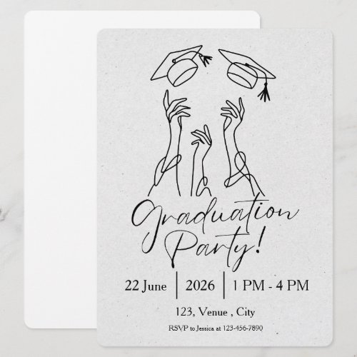 Minimalist Cap Graduation Party Announcement