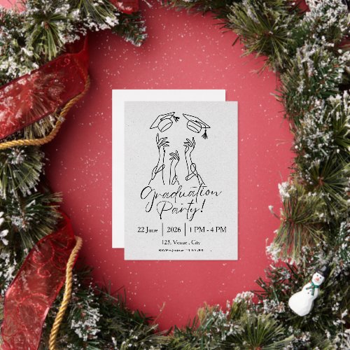 Minimalist Cap Graduation Party Foil Invitation