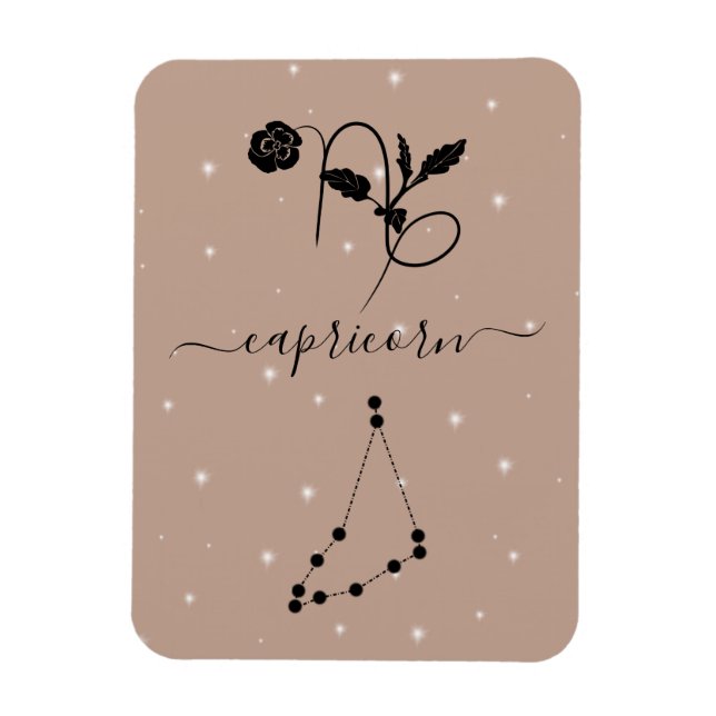 Minimalist Capricorn zodiac sign Black silhouette Magnet (Vertical)