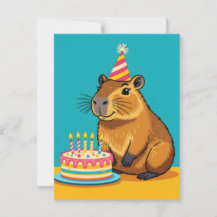 Minimalist Capybara Birthday Postcard