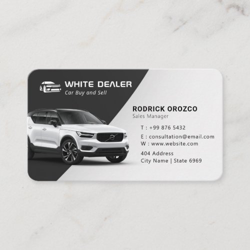 Minimalist Car Dealer  Black White Business Card