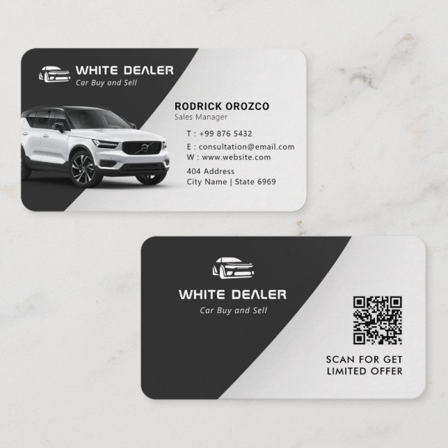 Minimalist Car Dealer Black White Business Card Zazzle