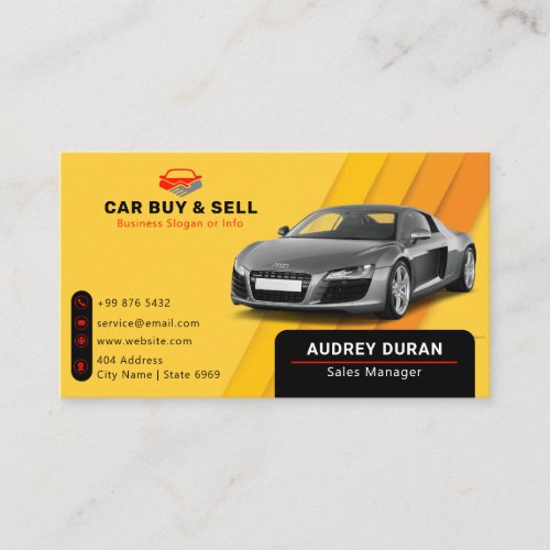Minimalist Car Dealer  Orange Business Card