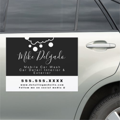 Minimalist Car Wash Mobile Detail Interior Logo Car Magnet