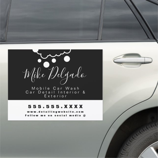 Minimalist Car Wash Mobile Detail Interior Logo Car Magnet (In Situ)