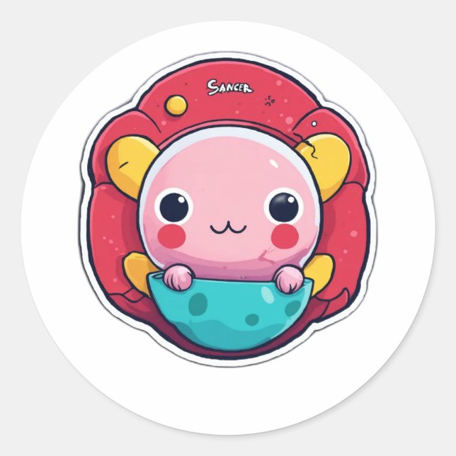 "Minimalist Cartoon Cancer Sticker – Simple and Bo (Front)