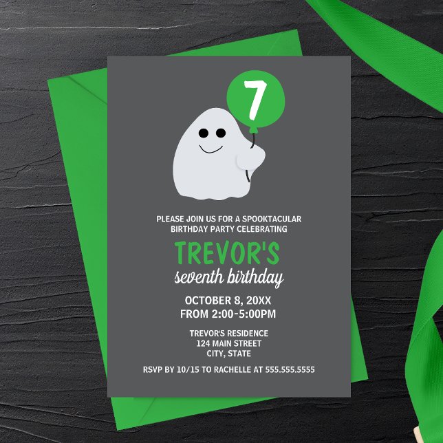 Minimalist Cartoon Ghost Birthday Party Invitation (Creator Uploaded)