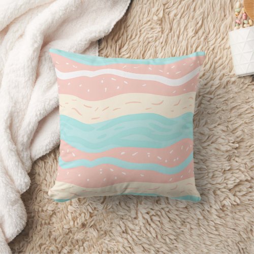 Minimalist cartoon stripes in pastel spring seamle throw pillow