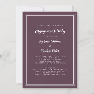 Minimalist Cassis Purple Wedding Engagement Party Invitation
