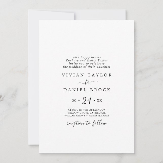 Minimalist Casual Brides Parents Hosting Wedding Invitation (Front)
