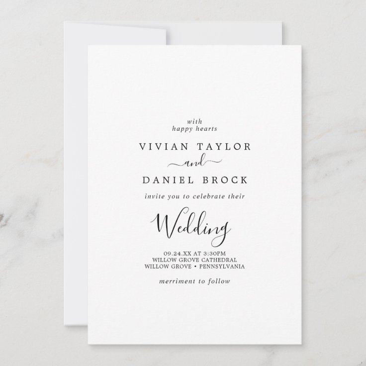 Minimalist Casual Couple Hosting Wedding Invitation | Zazzle