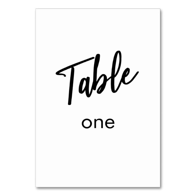 Minimalist Casual Handwriting Typography Table Number (Front)