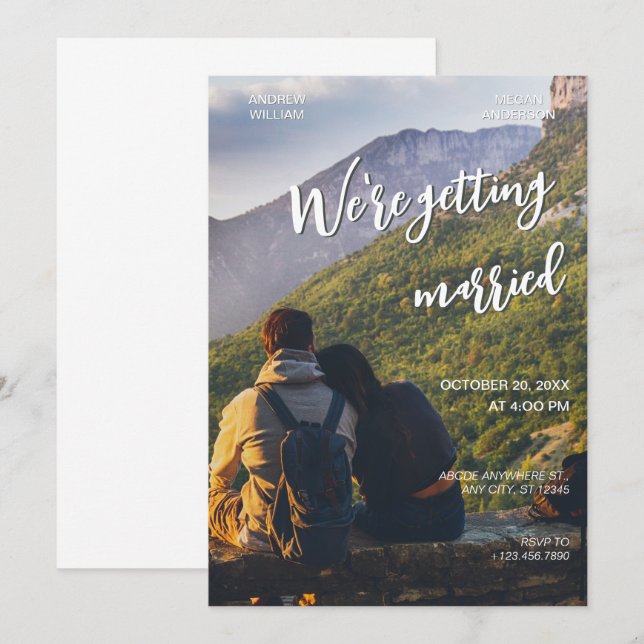 Minimalist casual photo wedding  invitation (Front/Back)
