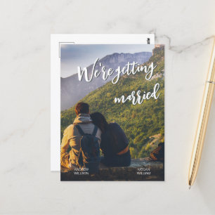 Minimalist casual photo wedding postcard