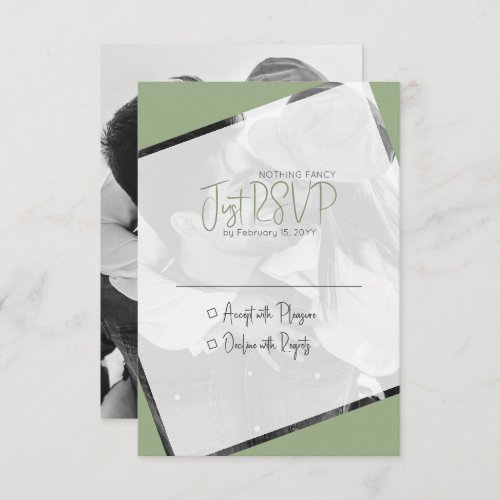 Minimalist Casual Sage Green Wedding RSVP Card