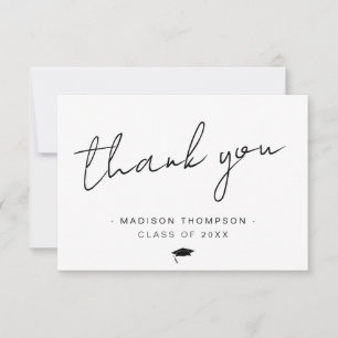 Minimalist Casual Script Graduation Thank You Card