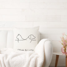 Minimalist Cat and Dog Custom Names Line Art