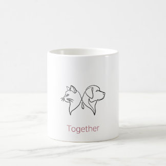Minimalist Cat and Dog Line Art Coffee Mug