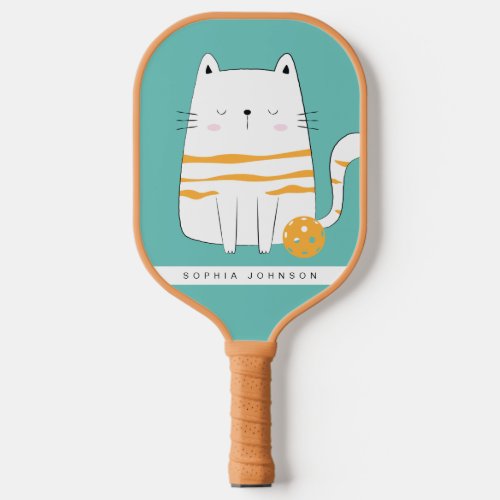 Minimalist Cat Custom Name Pickleball Paddle