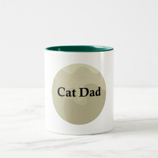 Minimalist Cat Dad Silhouette Moon  Two-Tone Coffee Mug