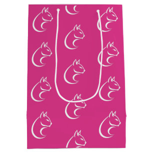 Minimalist Cat Design Pattern Pink  Medium Gift Bag