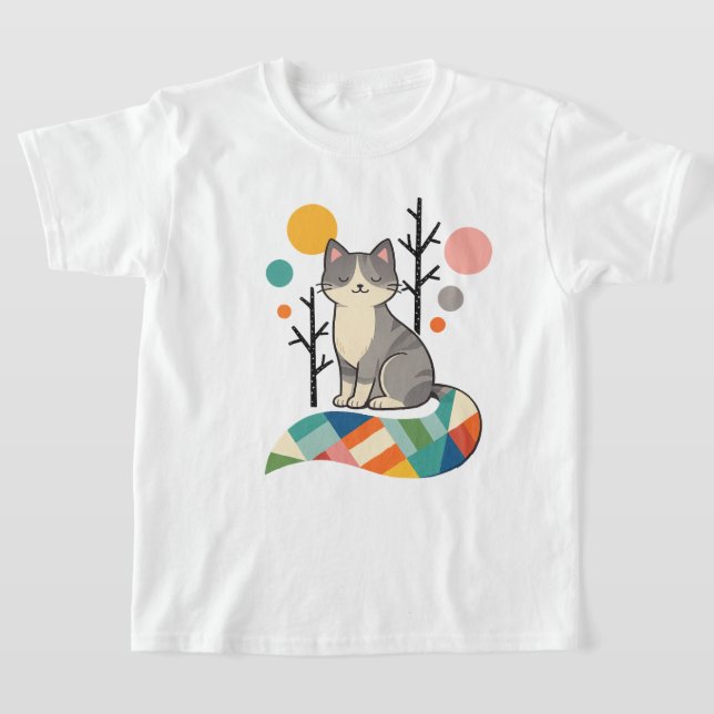 Minimalist Cat Design T-Shirt (Laydown)