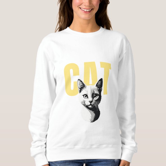 Minimalist Cat Drawing T-Shirt – Purrfect for Cat  Sweatshirt (Front)