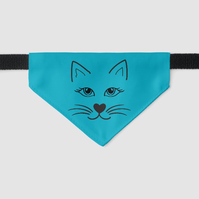 Minimalist Cat Face - Elegant and Adorable  Pet Bandana Collar (Front)