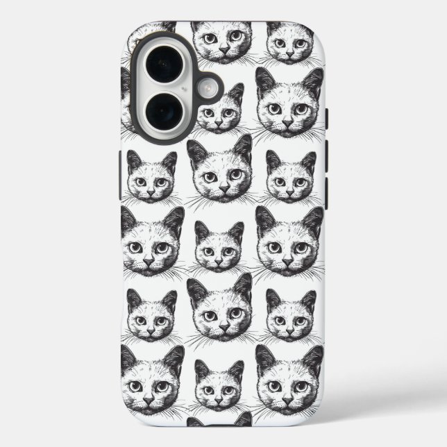 Minimalist Cat Faces Case-Mate iPhone Case (Back)