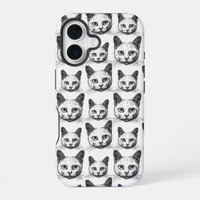 Minimalist Cat Faces Iphone Case (Back)