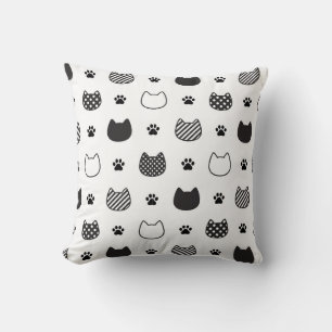 Minimalist Cat Faces Throw Pillow